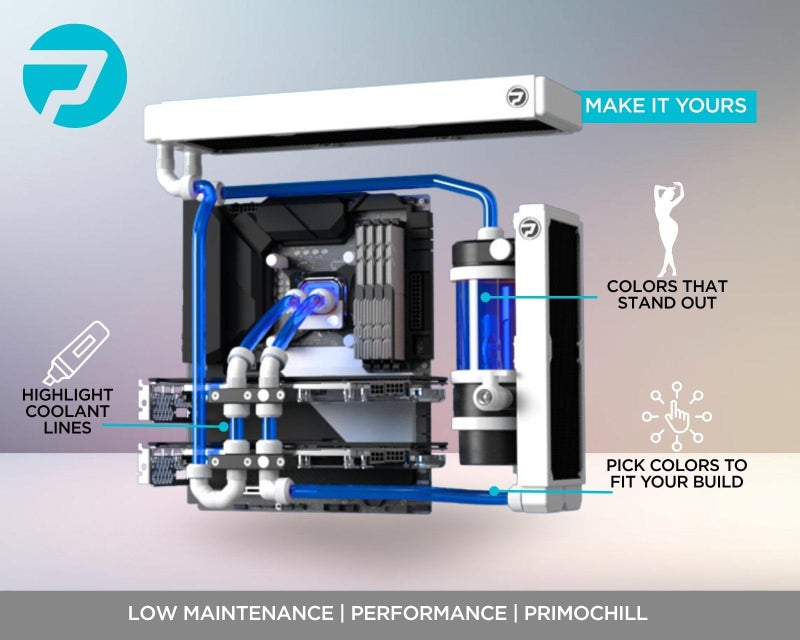 PrimoChill Ice - Computer WaterCooling Coolant, Fill and Forget, Low Viscosity, Low Chemical Content, Full Protection, Proudly Made in The USA (32oz/.9L) - Transparent - UV Blue - Image 5